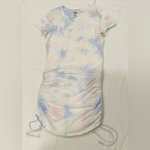 PINK Tie-Dye Ruched Dress